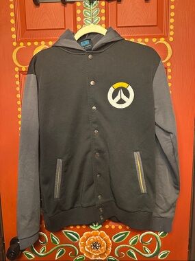 Overwatch Logo Black & Gray Varsity Bomber Jacket